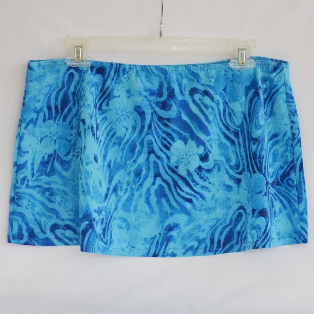 Baltex Swimsuit Cover Up Blue Floral Skirt Size L